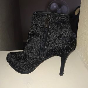 BCBG MaxAzria Black Pony Hair Leather Ankle Boots
